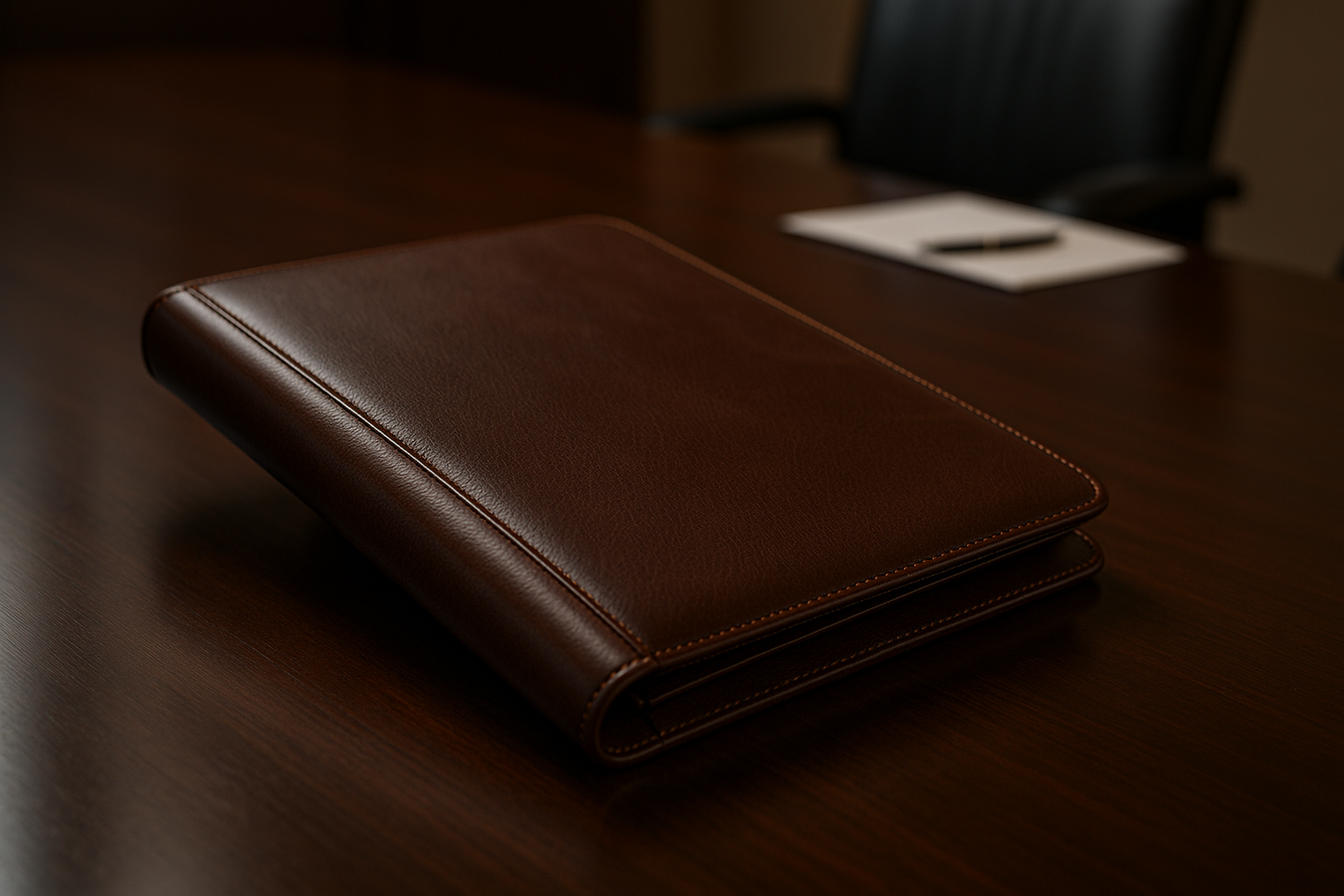 Executive Leather Portfolio Handcrafted full-grain leather portfolio for client meetings & presentations.